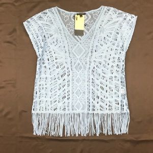 Blue Lace Fringe Top